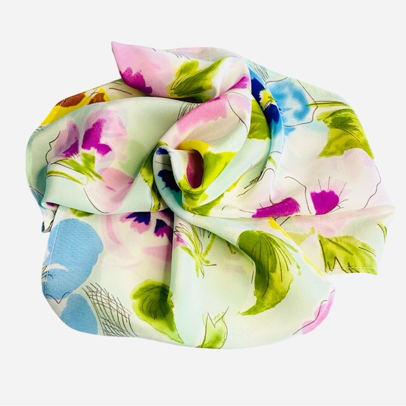 NWT SILKLETTE Spring in Bloom 100% Fine Silk Kerchief Scarf Multicolor - Picture 9 of 9